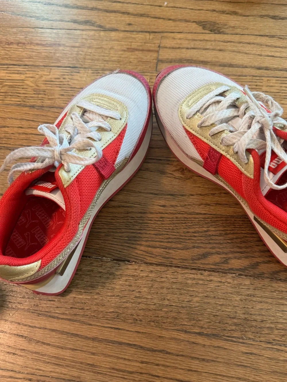 Puma Kids Red & Gold Low-Top Sneakers